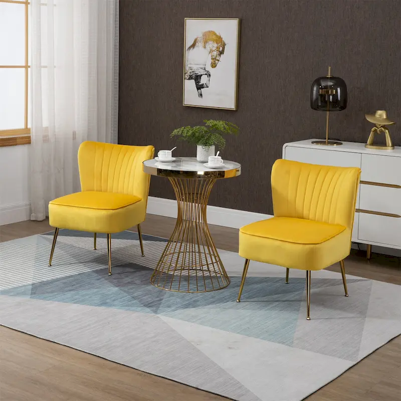 Velvet Upholstered Accent Side Chairs(Set of 2)