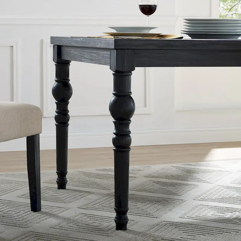 Roundhill Furniture Leviton Upholstered Dark Wash Wood 6-piece Dining Set