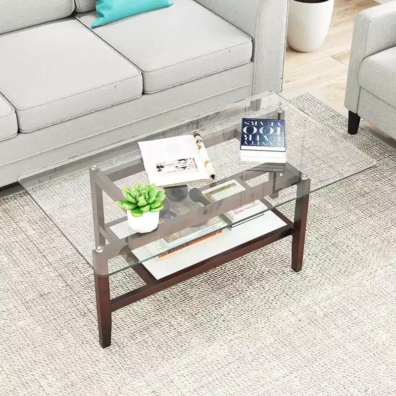 Costway 24 Square Side Table with Extra Storage Shelf Home for Living Room Study Office