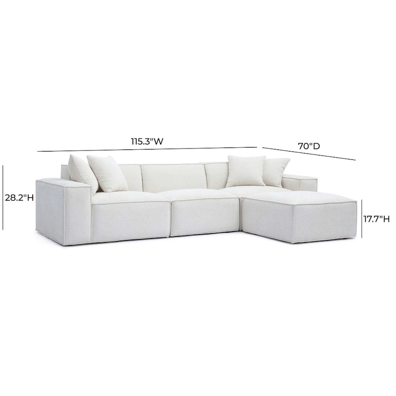 Mindy Chenille Basketweave Modular Sectional - 115.3W x 70D x 28.2H