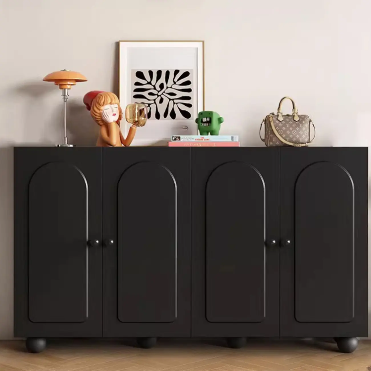 Chic Adjustable Shelves Wood Shoe Cabinet in White/Black