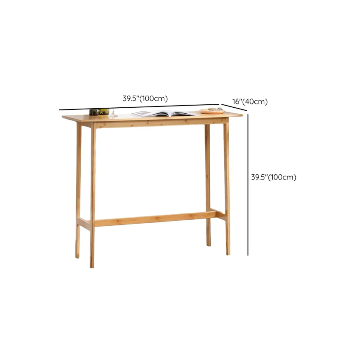 Modern Natural Finish Wooden Fixed Top Footrest Bar Tables