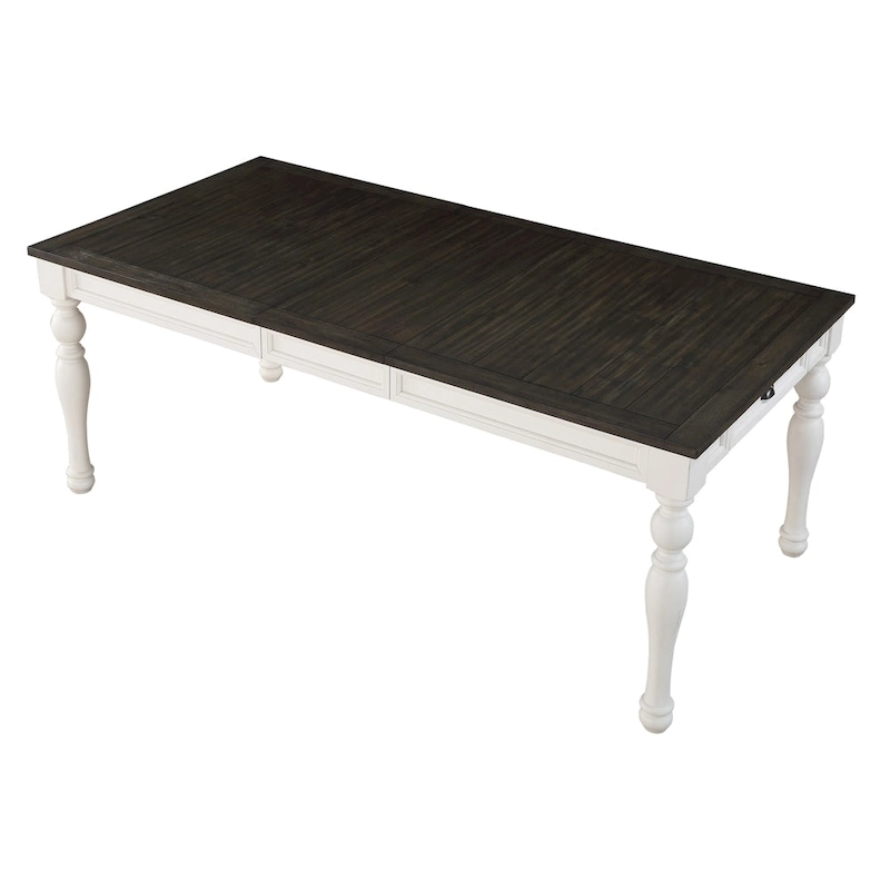 Steve Silver Jillian Farmhouse Two-Tone 80-Inch Dining Table - Two Tone Soft White and Dark Oak