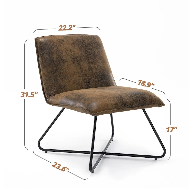LUE BONA Mid Century Faux Leather Accent Chair With Adjustable Backrest - 31.5 H X 22.2 W X 23.6 D