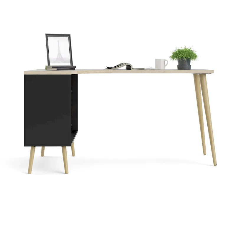 Kristiansund L-Shaped Desk - 2 Drawers, 3 Shelves, Corner Office Desk