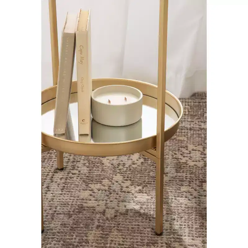 Round 2-Tier Metal Foldable Tray Table