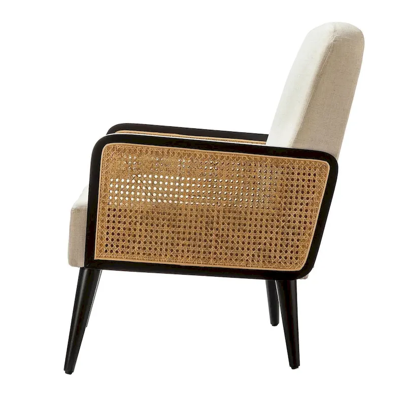 Carmina Modern Bohemian Upholstered Accent Armchair with Wood Legs Set of 2 by HULALA HOME