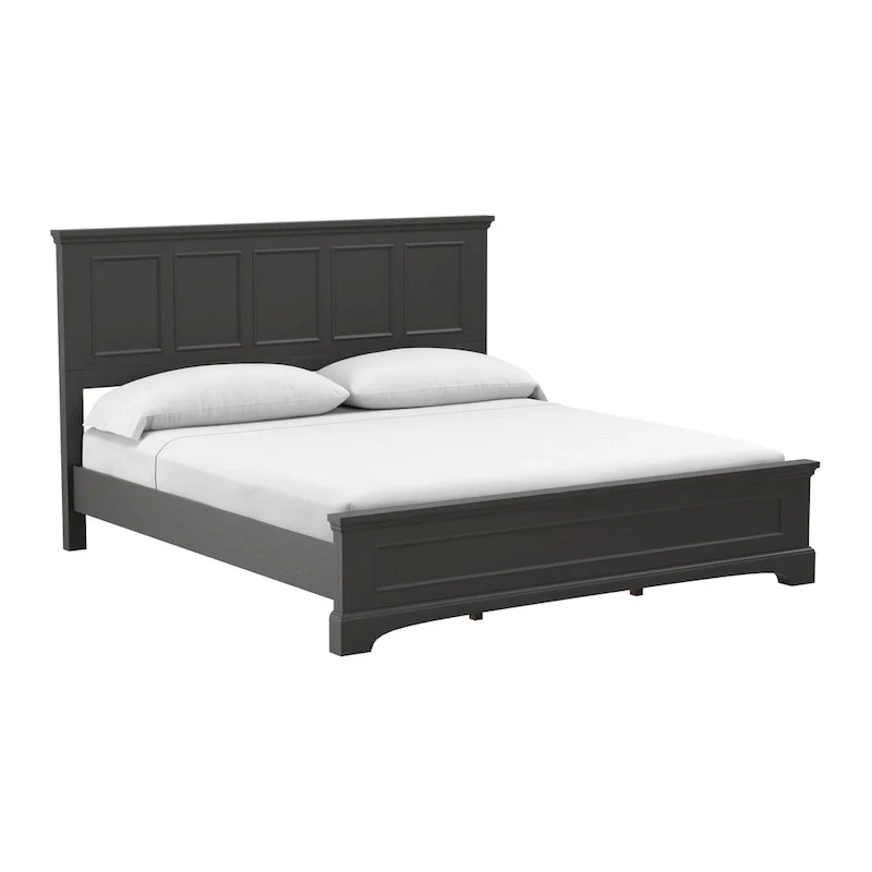 Farmhouse Basics Rustic Black Finish Panel Bed Set