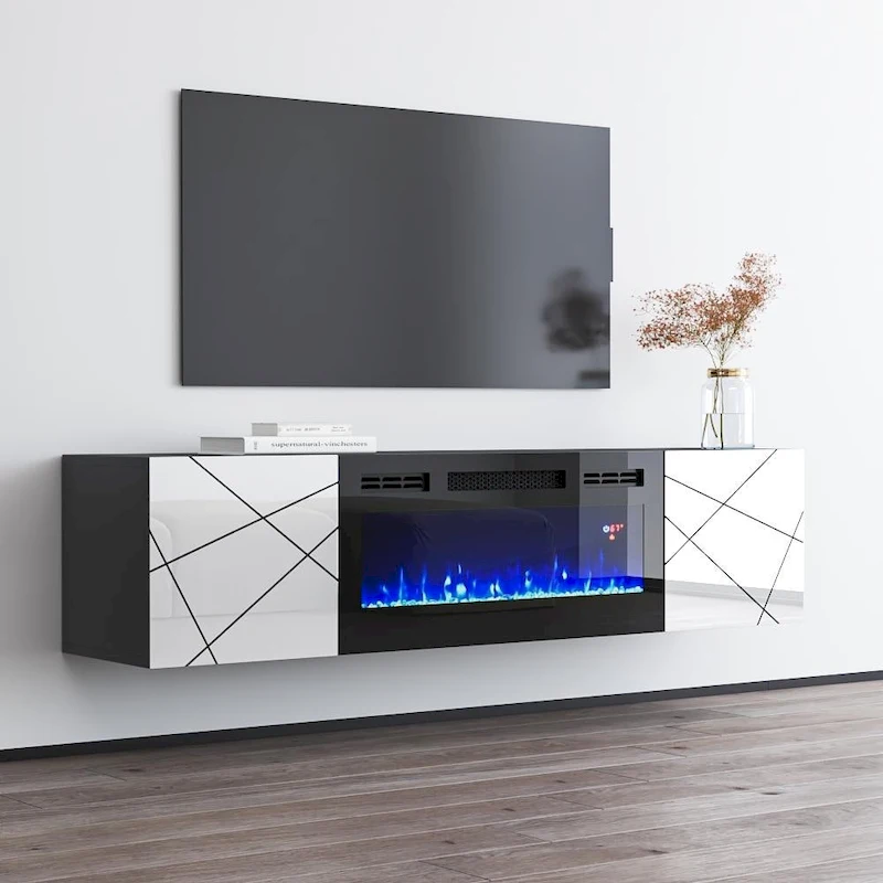 London BL-EF Electric Fireplace 63 TV Stand