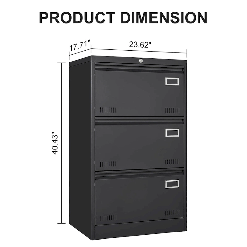 Metal Lateral 3 Drawer File Cabinet with Lock