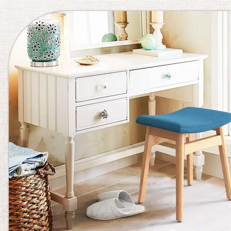 Saddle Cushion VanityStool - 17.83D x 12.4W x 16.53H