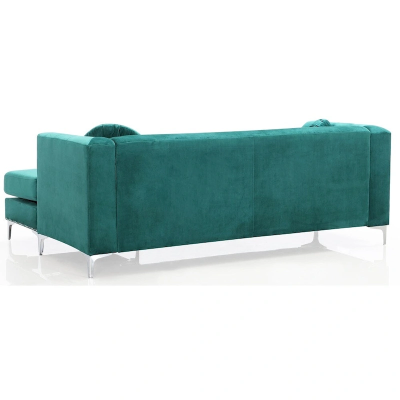 Pompano Velvet Button Tufted Sofa with Chaise