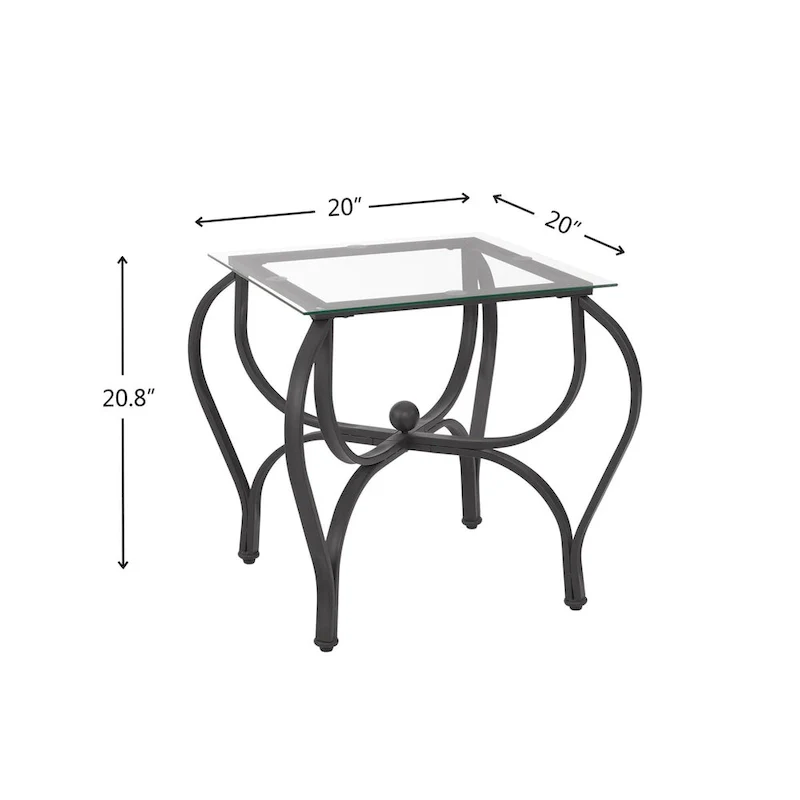 3-Piece Tempered Glass Coffee Table Set - Rustic Black Metal Frame