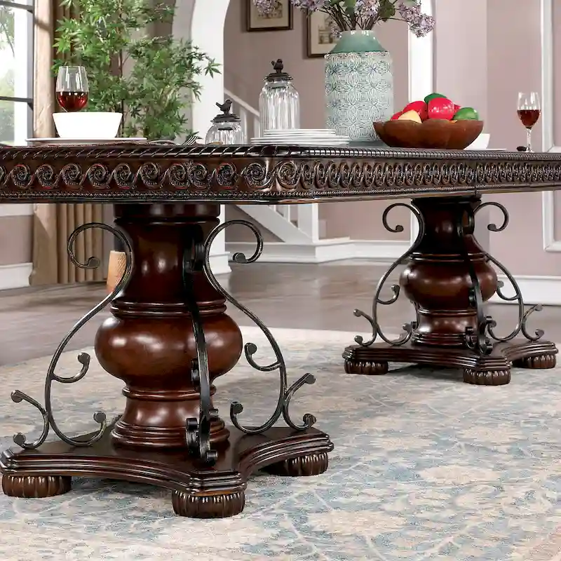 Baburam Traditional Cherry 7-piece Expandable Dining Set by Furniture of America