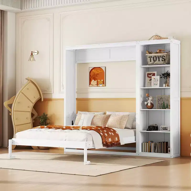 Whisen Murphy Bed Wall Bed with Shelves