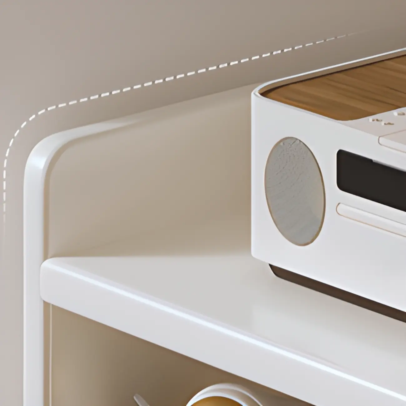 Narrow 6-Shelf White Wooden Bookcase with Cabinet