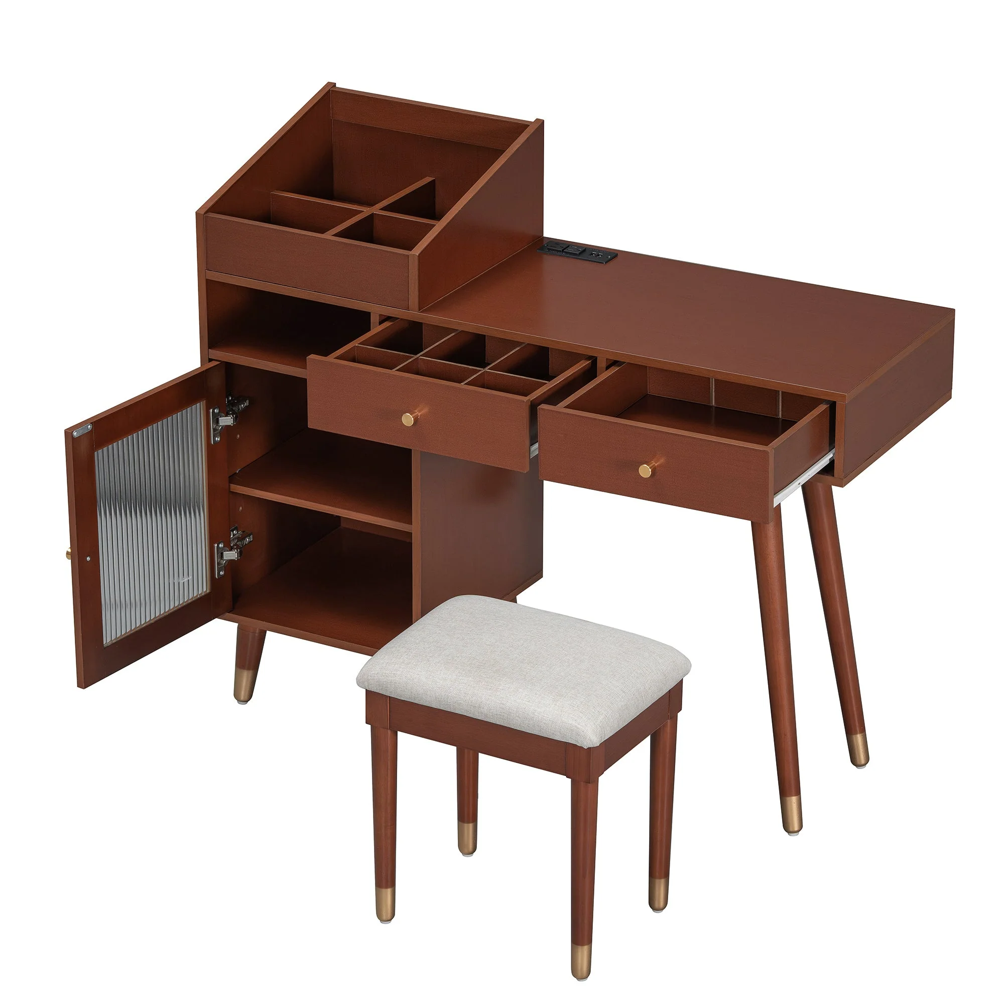 Walker Edison | Modern Makeup Vanity Desk with Drawers