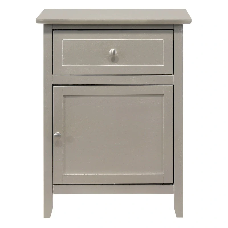 Nightstand - 1 Drawer, 1 Cabinet, Metal Handle, Particle Board, 19W x 25H, Modern