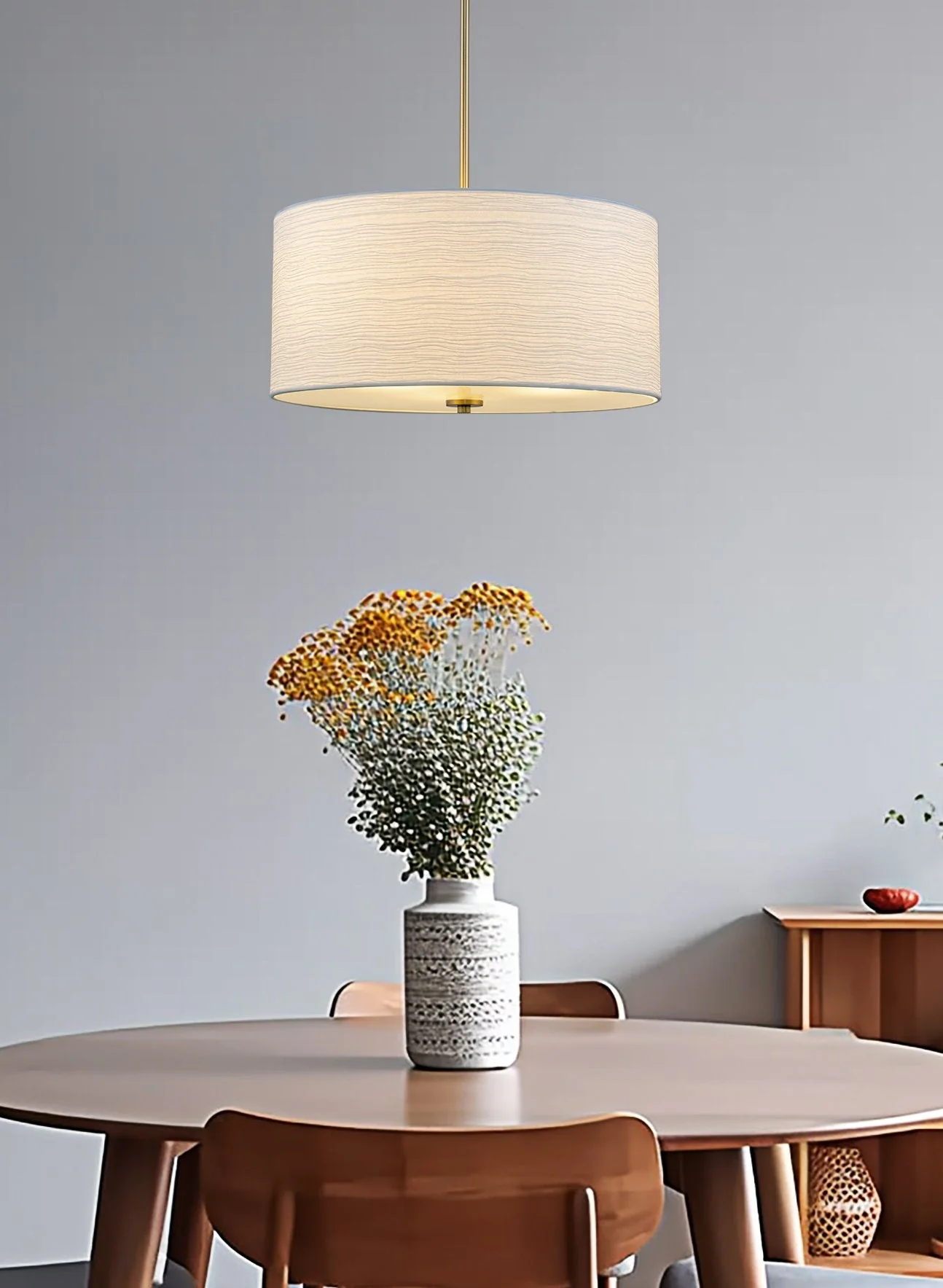 Pearl 18 Modern 3-Light Large Drum Pendant Chandelier