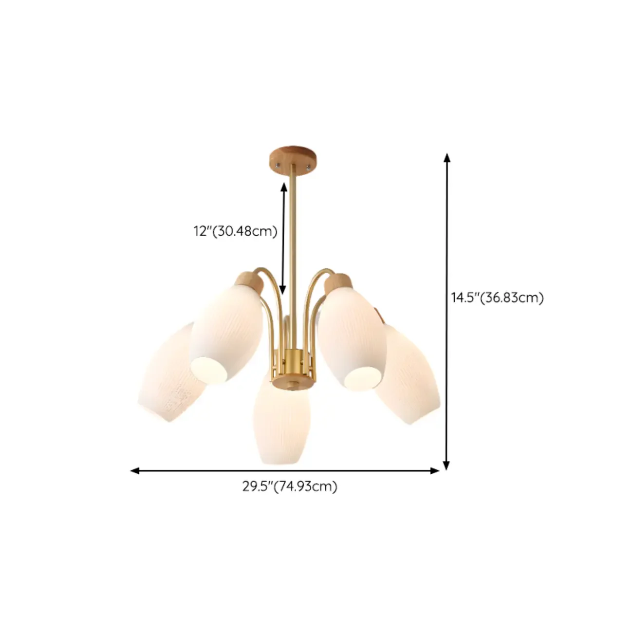 Modern Adjustable White Chandelier with Glass Shades