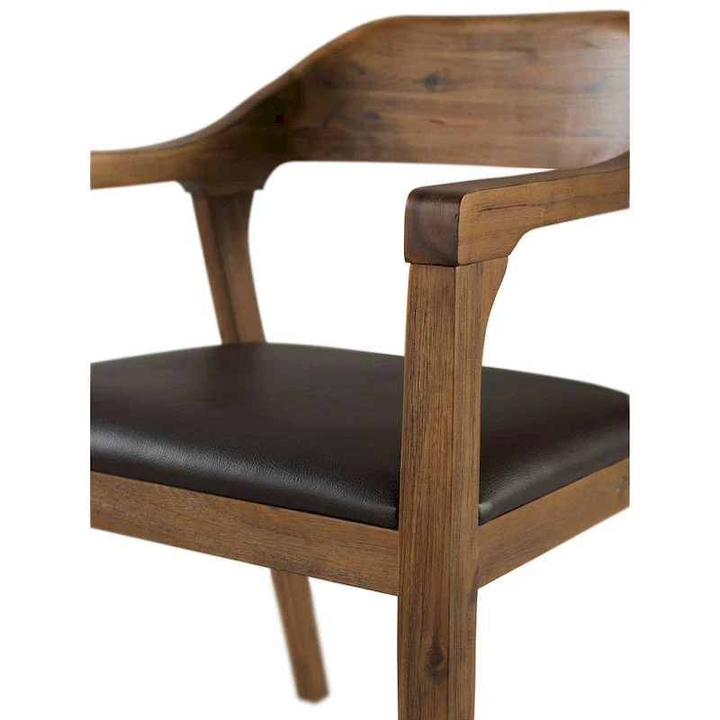 Rubberwood Dining Armchair with Faux Leather Seat