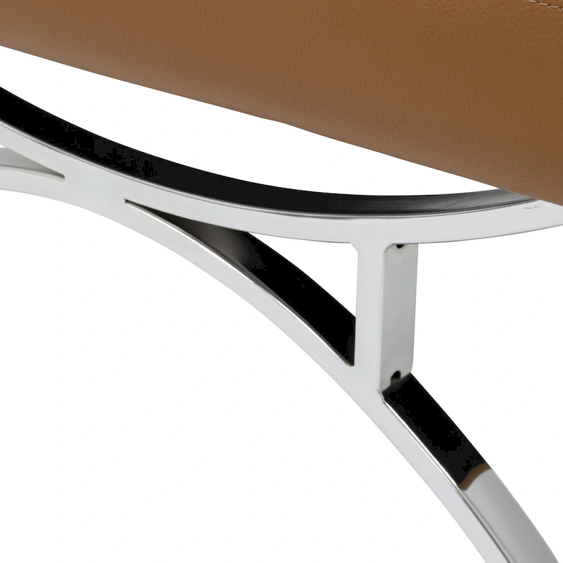 Newel Modern Blended Leather and Chrome Metal Frame Mid Century Accent Chair