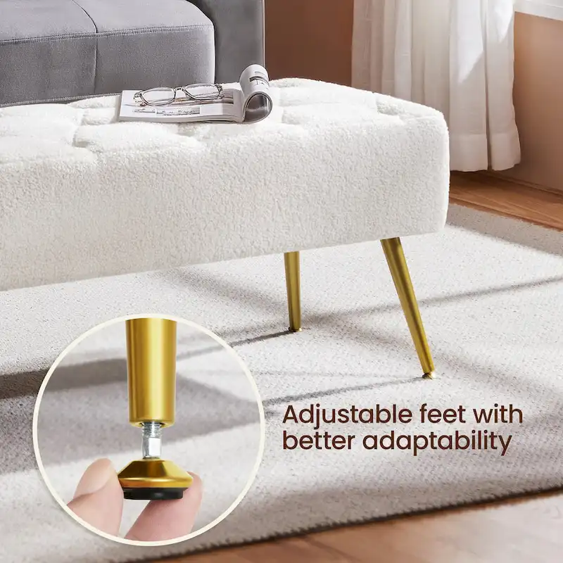 Yaheetech Upholstered Footstool Velvet Ottoman Button-Tufted Table Bench - 451617