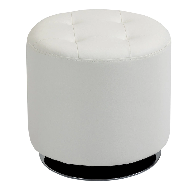 HOMCOM 360-deg Swivel Foot Stool Round PU Ottoman with Thick Sponge Padding and Solid Steel Base