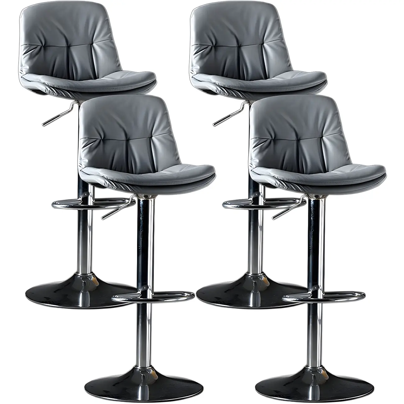 Adjustable Leather Low Back Swivel Bar Stool