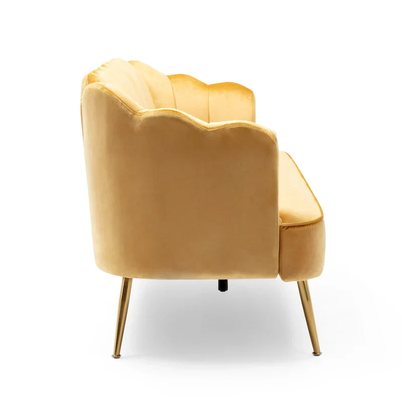 Reitz Glam Velvet Shell 3 Seater Sofa by Christopher Knight Home - 76.25 L x 29.25 W x 33.50 H