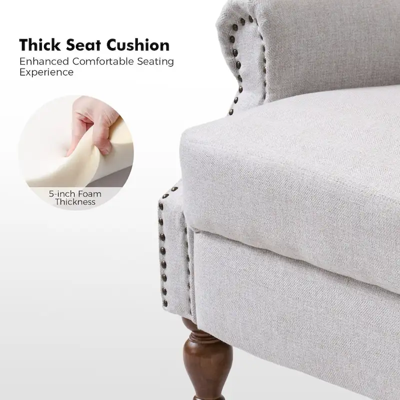 Traditional Roll Arm Manual Recliner with Solid Wood Legs