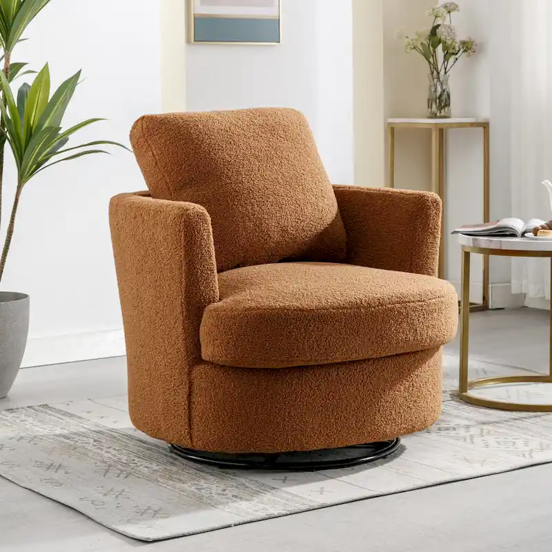 Modern Upholstered Swivel Barrel Chair(Set Of 2)