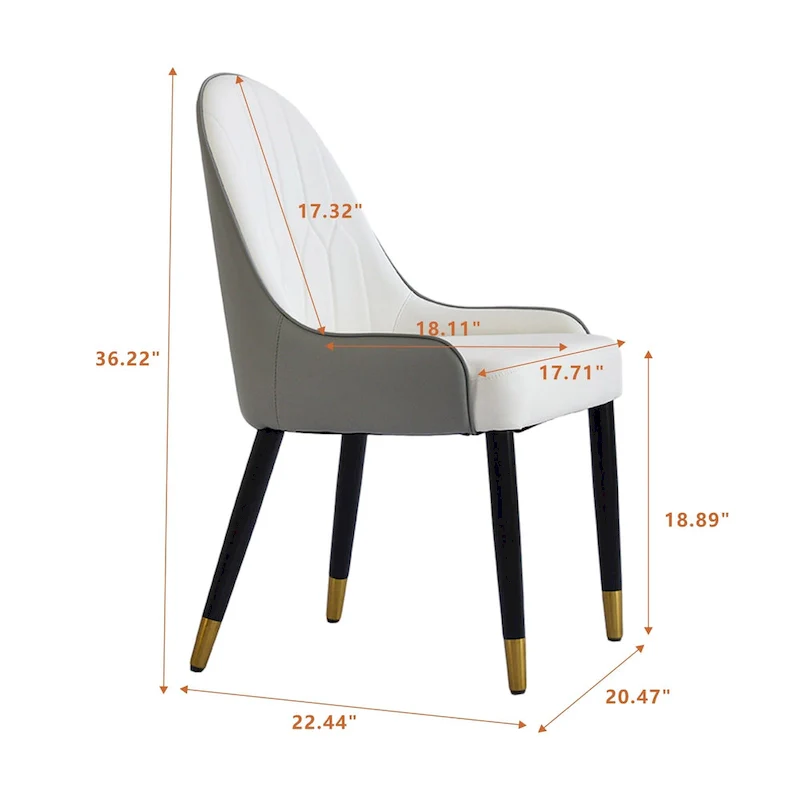 Set of 2 Modern Upholstered PU Leather Dining Chair