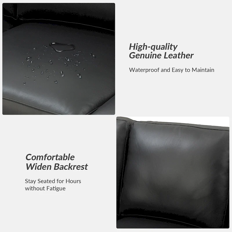 Ernando 83.46 Wide Genuine Leather Sofa with Squared Arms and Pillows