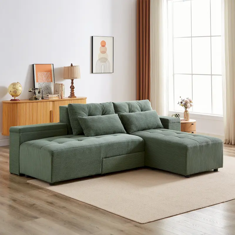 GDFStudio - Emerson Modular Corduroy 3-Seater Sofa with Storage and Customizable Design