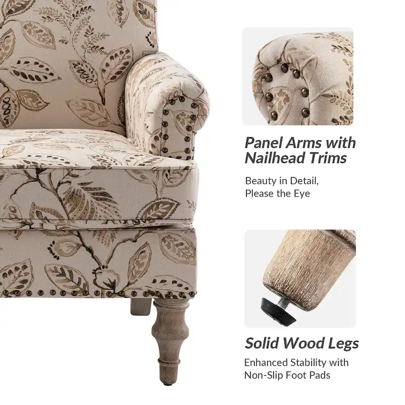 Yahweh Farmhouse Nailhead Armchair with Rolled Arms by HULALA HOME(Set of 2)