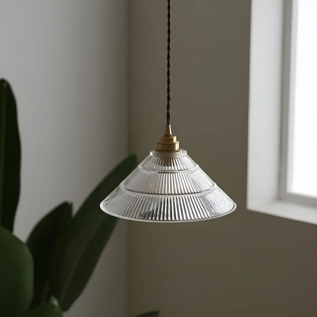 Industrial Clear Glass Cone Pendant Light Fixture