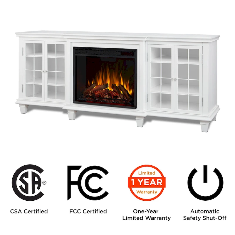Marlowe 70 TV Stand Electric Fireplace White by Real Flame