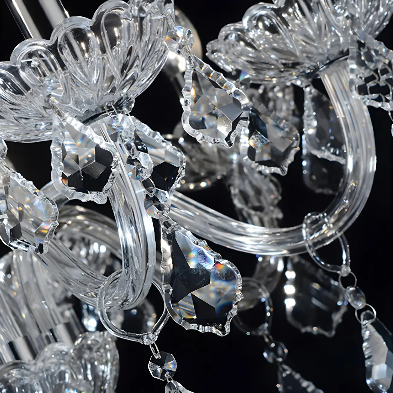 Mid-Century Modern Crystal Candelabra Chandelier