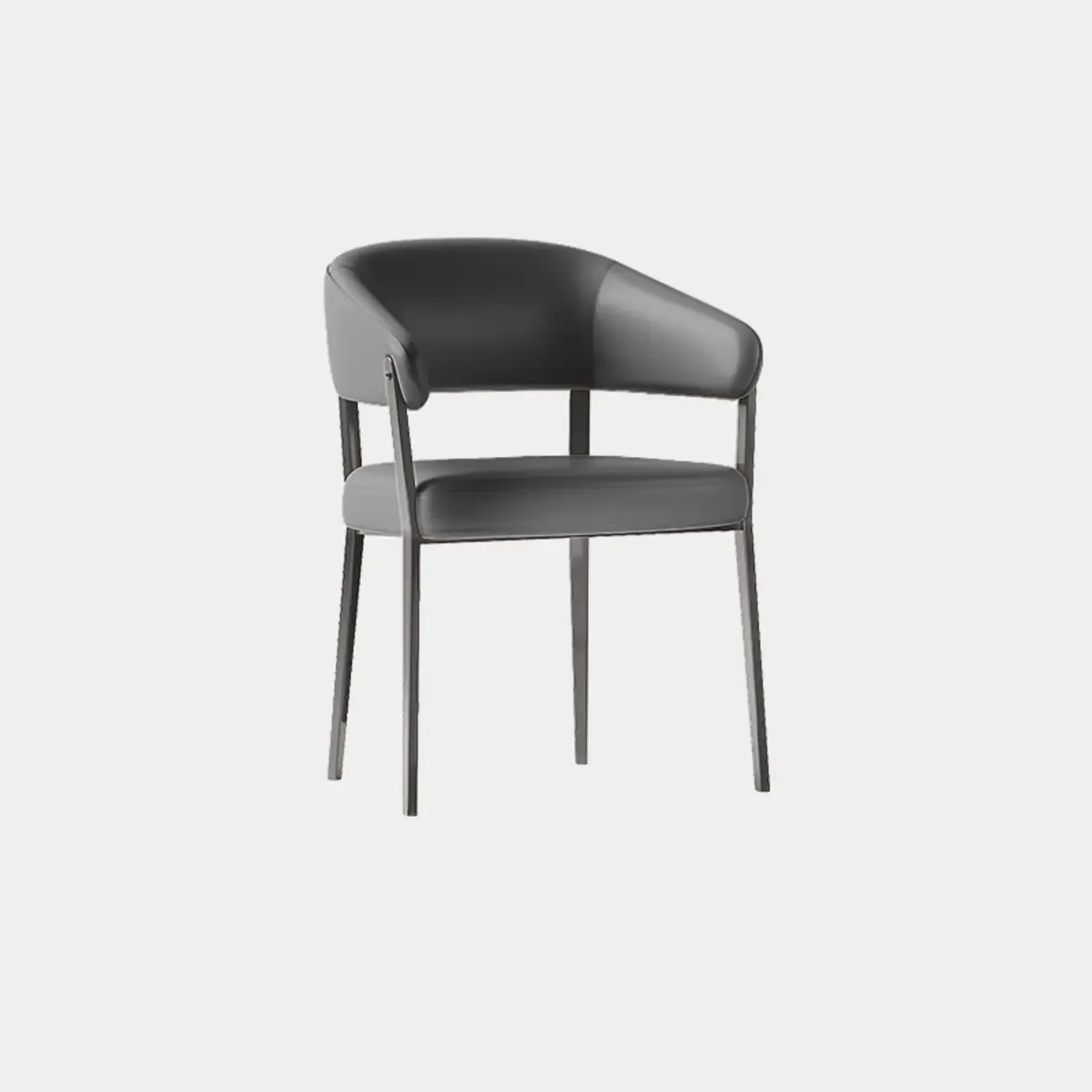 Modern Faux Leather Arm Dining Chair Open Back Alloy Legs