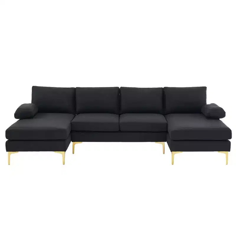 Karl Home |110 in. W Pillow Top Arm 3-Piece U-shaped Polyester Sectionals in Off-White