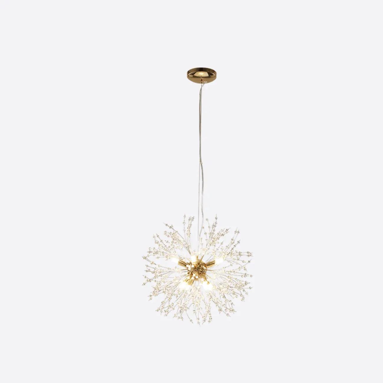 Modern Crystal Globe Chandelier with Starburst Design