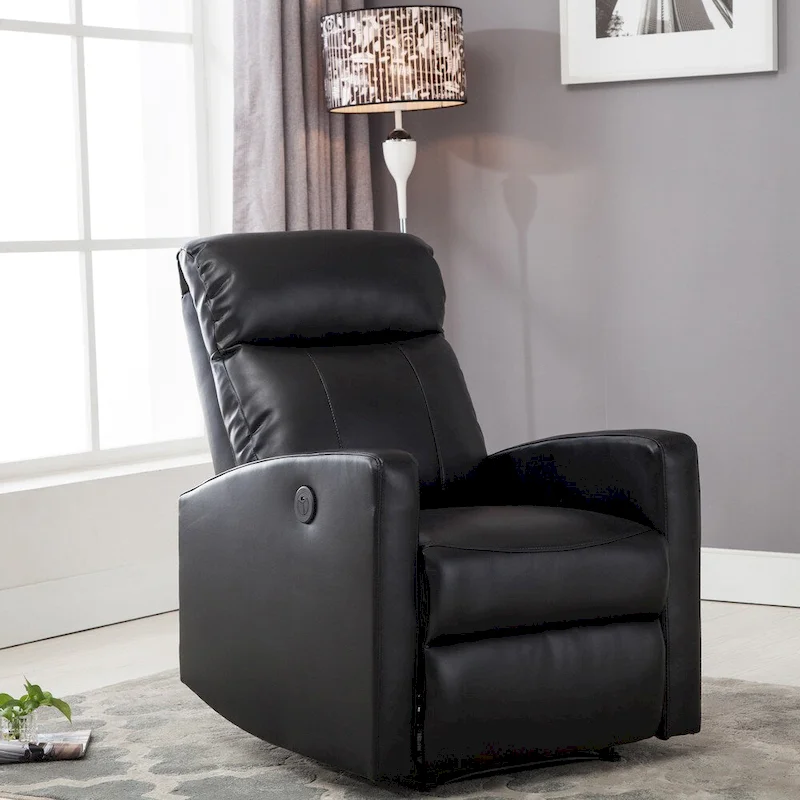 AC Pacific Modern Faux Leather Small Powered Reading Recliner