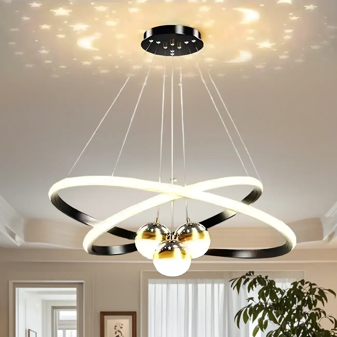 Circle Modern LED Starry Projection Chandelier