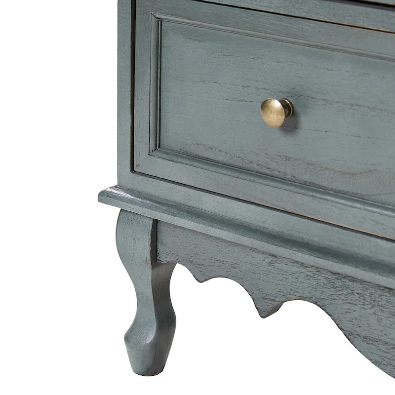 Farmhouse 30Tall Distressed 3-Drawer Nightstand With Solid Wood Legs and Adjustable Feet