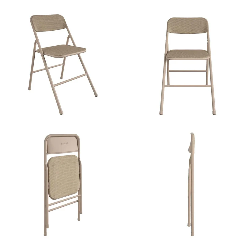 COSCO 5-Piece Folding Vinyl Table and Fabric Chair Set - 5 piece