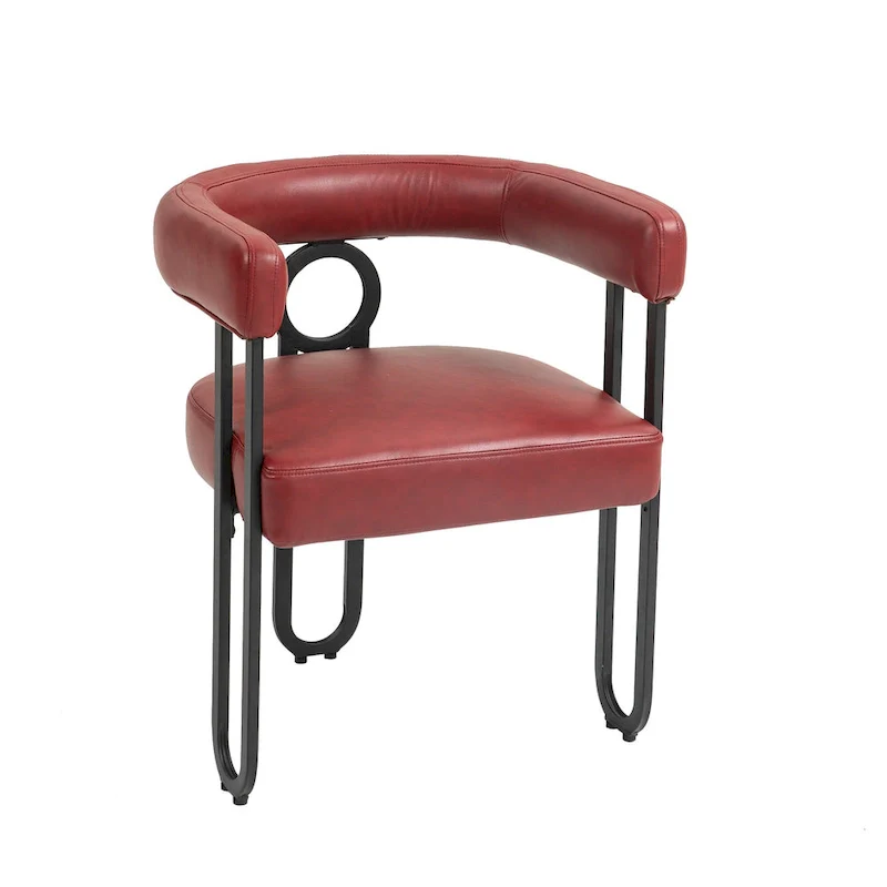 2 PCS PU Leather Upholstered Dining Chair Set wMetal Legs