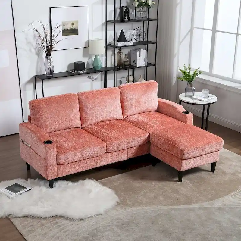 Modular Sleeper Sectional Sofa with Storage Ottoman