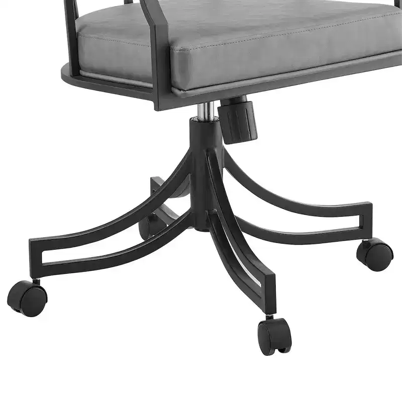 Armen Living,Tibet Swivel Rolling Dining Chair with Matte Black Iron