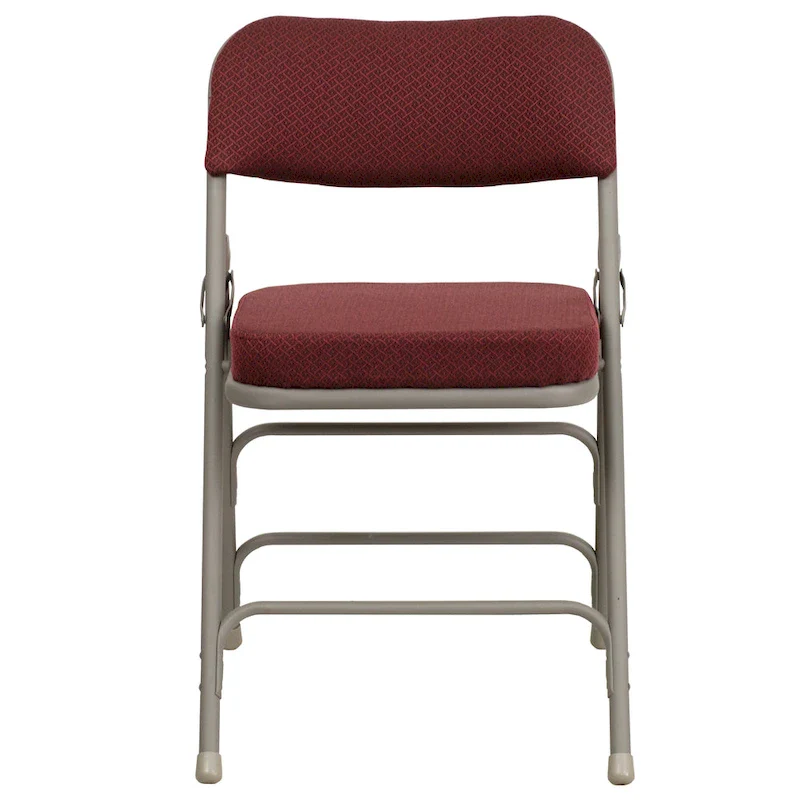 2 Pack Curved Triple Braced & Double Hinged Upholstered Metal Folding Chair